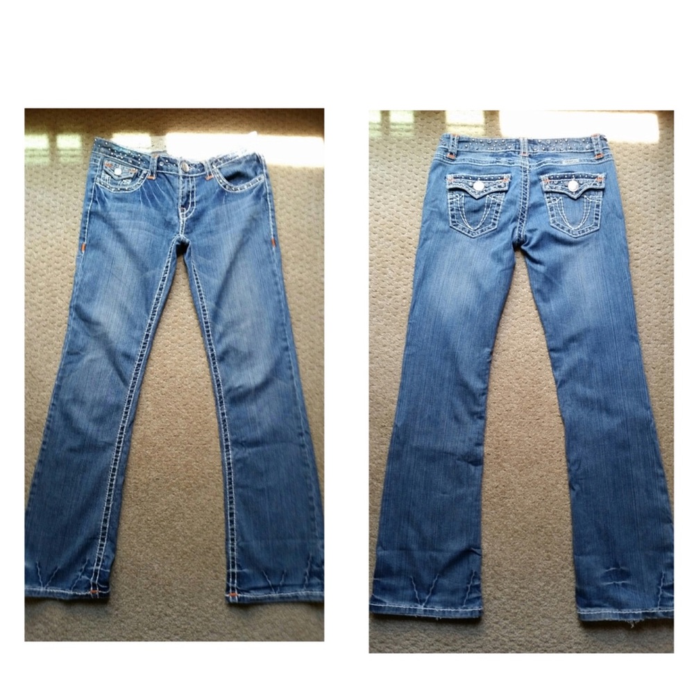 L.A. Idol blue flare gemstone denim jeans